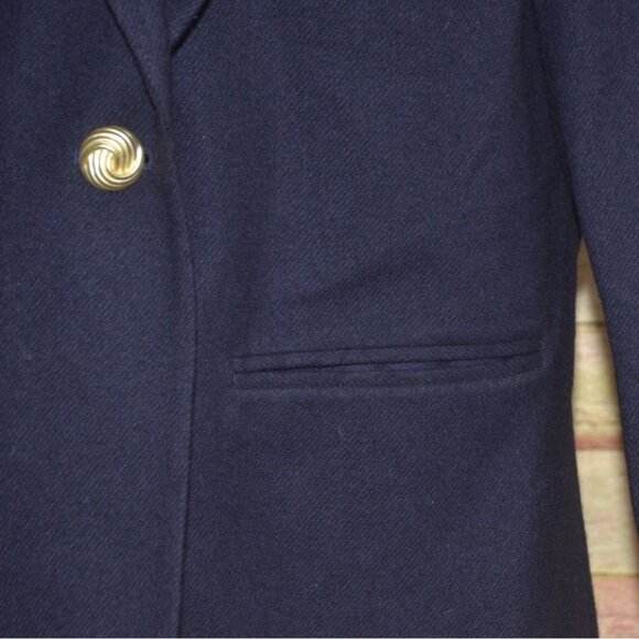 Vintage Savannah Ladies 12 Single Gold Button 100% Wool Navy Blue Blazer Jacket - Picture 3 of 9